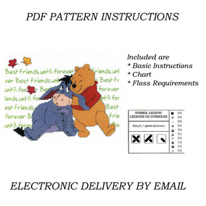 Kit de point de croix compté vintage Disney Winnie l'ourson « P pour Pooh » Le meilleur genre d'ami 8" x 10"