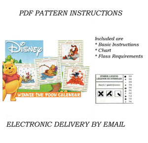 Vintage Disney Winnie The Pooh Calendar Seasons Counted Cross Stitch Sampler PDF Pattern Chart Instructions by Designer Stitches 2006