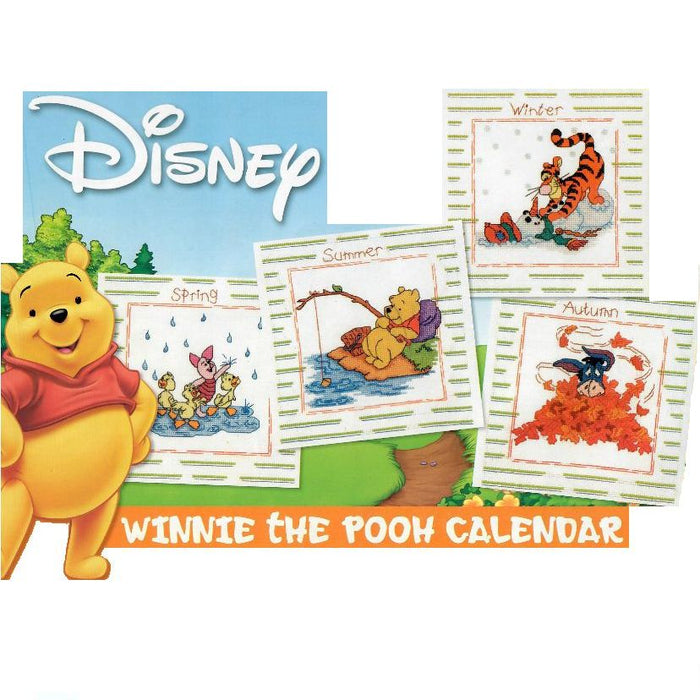 Calendrier vintage Disney Winnie l'ourson, modèle de point de croix compté, instructions PDF par Designer Stitches 2006