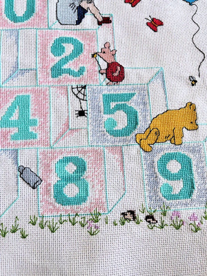 Vintage Rare Disney Classic Winnie-The-Pooh Numbers Sampler Counted Cross Stitch PDF Pattern Chart Instructions H6 by Designer Stitches