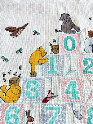 Vintage Rare Disney Classic Winnie-The-Pooh Numbers Sampler Counted Cross Stitch PDF Pattern Chart Instructions H6 by Designer Stitches