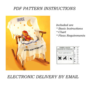 Vintage Rare Winnie The Pooh & Piglet 'Sleep Tight' Keepsake Baby Crib Afghan Blanket Rug Throw Counted Cross Stitch PDF Pattern by Designer Stitches / Disney Catalog (Copy)