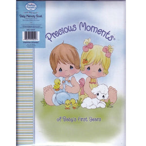 Vintage New 2006 Rare Precious Moments Fill-In Padded Baby Memory Record Book of Baby's First Years Boy & Girl with Lamb & Chicks Animals by Stepping Stones Keepsake Baby Shower Gift