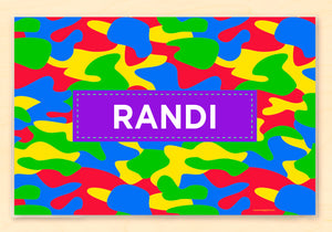 Rainbow Camo Personalized Kids Placemat 18" x 12" with Alphabet - Custom USA