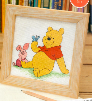 Disney Winnie The Pooh Bear Piglet & Butterfly Counted Cross Stitch PDF Chart Pattern Instructions