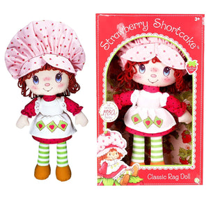 Classic Strawberry Shortcake 1980's Look Collectible Rag Doll Stuffed Plush Toy Vintage Retro 14" Yarn Hair 2016 Bridge Direct & 2021 Basic Fun