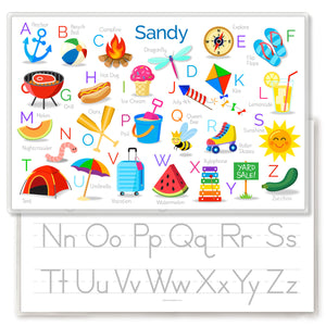Summer Alphabet Personalized Kids Placemat 18" x 12" with Alphabet - Custom USA