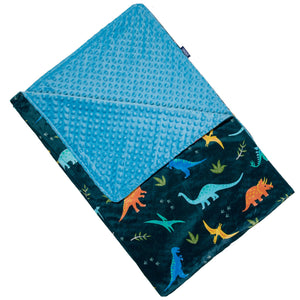 Couverture en peluche velours Minky pour berceau ou tout-petit à motif dinosaure bleu foncé