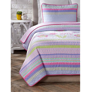 Luxury Cotton Lavender & Pink Flower Blossoms Little Girl Bedding Twin or Full/Queen Quilt Set Kids Coverlet Bedspread
