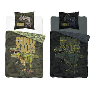 Juego de funda de edredón/edredón doble T-Rex de The Lost Dinosaur Planet, ropa de cama de algodón que brilla en la oscuridad, juego de cama con inserto verde camuflaje o combinado