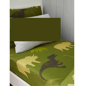 Prehistoric Dinosaurs or Footprints Twin or Full Kids 2-Piece Fitted Bed Sheet & Pillowcase Set