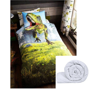 Parure de lit avec housse de couette et couette pour lit double Motif dinosaure T-Rex 3D en photo réelle