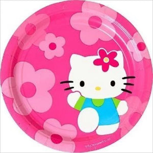 Hello Kitty Pink Flower Fun Pink Large 9" Dinner Party Paper Plates 8 CT