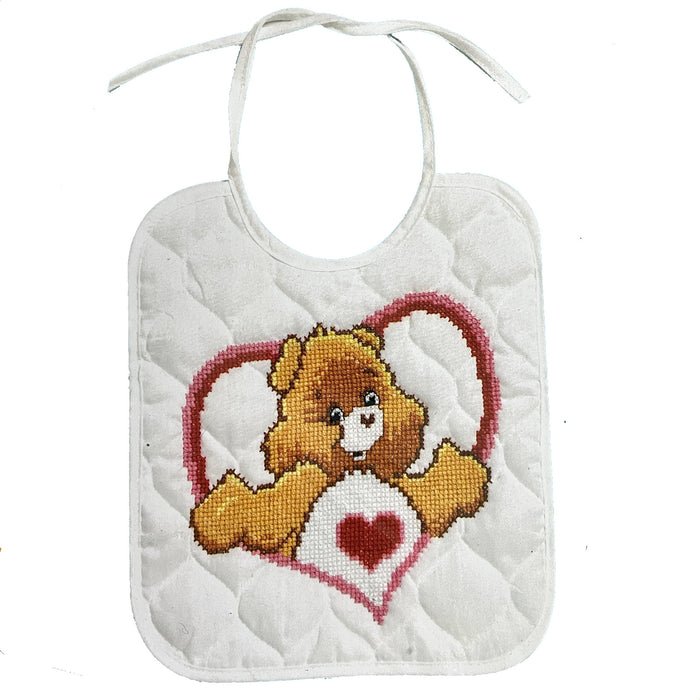 Vintage Care Bears Tenderheart Bear Bib Counted Cross Stitch Bib Kit or PDF Pattern Chart Keepsake Baby Gift MCG Textiles 39230