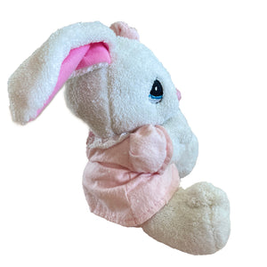 Vintage Talking Precious Moments 9" Baby White & Pink Girl Bunny Rabbit Plush Prayer Pal Doll Soft Rag Bedtime Collectible Stuffed Animal Praying Easter Toy