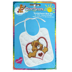 Vintage Care Bears Tenderheart Bear Bib Counted Cross Stitch Bib Kit or PDF Pattern Chart Keepsake Baby Gift MCG Textiles 39230