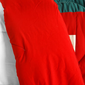 Red Green Peach & White Colorblock Geometric Patchwork Teen Boy Bedding Full/Queen Modern Comforter Set