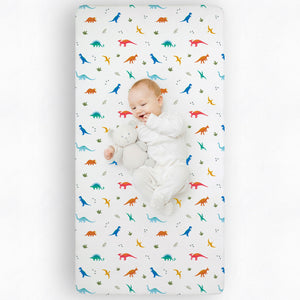 Jurassic Dinosaur Fitted Baby Crib or Toddler Sheet Percale Cotton or Flannel