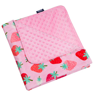 Couverture pour berceau de bébé rose fraise en peluche velours Minky 28" x 39"