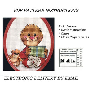 Suzy's Zoo Storybook Ollie Counted Cross Stitch Kit with Frame or PDF Pattern Instructions Marmot with Book & Teddy Bear Janlynn Vintage 1993
