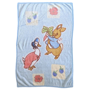 Vintage Rare Peter Rabbit Jemima Puddle Duck Crib Baby Blanket Blue Plush Minky 2001
