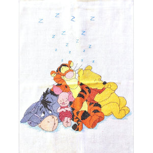 Vintage New Disney Winnie The Pooh Counted Cross Stitch Keepsake Baby Blanket Afghan Kit or PDF Pattern Chart Instructions 'Time For A Little Snooze' 34" x 44" Eeyore Piglet Tigger Sleeping Personalized
