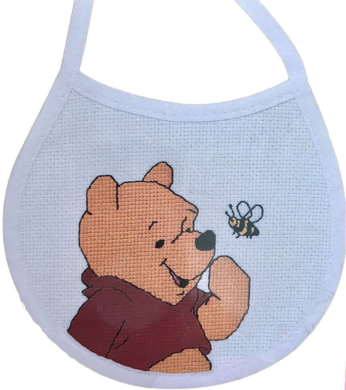 Kit de punto de cruz contado con un babero, diseño de oso y abeja de Walt Disney Winnie The Pooh, regalo de recuerdo para bebé o gráfico de patrón en PDF con instrucciones 1132-21