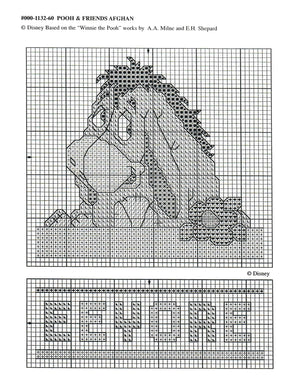 Vintage New Winnie The Pooh & Friends with Names & Flower Pooh with Piglet Tigger Eeyore Cross Stitch Keepsake Cotton Baby Blanket Afghan Kit 34" x 43 1/2"