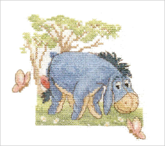 Disney Winnie The Pooh Donkey Eeyore with Butterflies Watercolor Counted Cross Stitch Kit or PDF Chart Pattern Instructions by DMC 5 1/2" x 4 1/2"