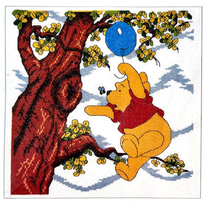 Vintage Rare Disney Winnie The Pooh Bear Counted Cross Stitch Kit or PDF Chart Pattern Instructions Debbie Minton Designer Stitches D54 Tree Tops Pooh Balloon & Bee