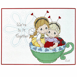 Precious Moments Cross Stitch Two Girl Friends in a Teacup We're in it Together PDF Pattern Instructions Wiggles and Giggles Hug'n Cuddle Bugs 2012