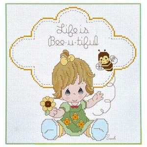 Precious Moments Cross Stitch Baby Girl Life is Bee-u-tiful PDF Pattern Chart Instructions Wiggles and Giggles Hug'n Cuddle Bugs 2012
