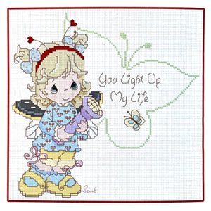 Precious Moments Cross Stitch Butterfly Girl You Light Up My Life PDF Pattern Chart Instructions Wiggles and Giggles Hug'n Cuddle Bugs 2012