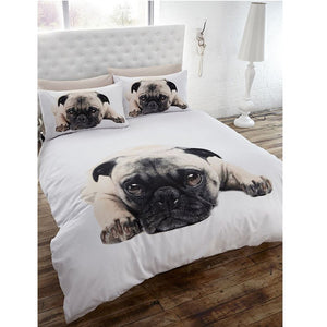 Little Pug Dog Print Full Bedding Duvet / Comforter Cover Set Photo Print