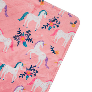 Couverture en peluche en velours Minky pour bébé fille ou tout-petit, motif licorne rose