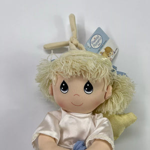 Vintage New Precious Moments Musical Angel Girl Plush Toy Doll With Lamb Pull Down String Crib / Stroller Toy Pal Large 12" Rare 2003 Collectible Baby Shower Gift