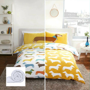 Dachshund Sausage Dog Reversible Dog Print Bedding Twin Full Queen Duvet Cover / Comforter Cover Set