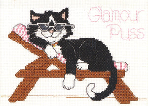 Suzy's Zoo Black White Tuxedo Kitty Cat Glamour Puss Counted Cross Stitch PDF Pattern Chart Instructions 5" x 7" Janlynn Vintage 2006