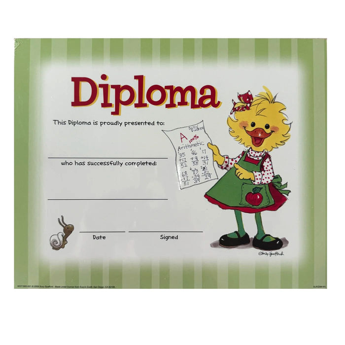 Diploma de estudiante vintage de Suzy's Zoo Suzy Ducken de 36 CT, 10" x 8", producto para docentes del aula