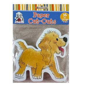 Découpes en papier vintage Suzy's Zoo Wags &amp; Whiskers Yellow Puppy Dog 36 CT 2009 Fournitures pour enseignants et étudiants en classe