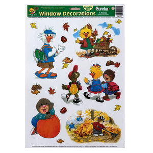 Vintage Suzy's Zoo 5-Piece Window Clings 12" x 17" Sheet Fall School Classroom Teacher Product