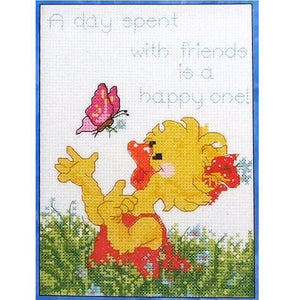 Suzy Ducken With Butterfly Suzy's Zoo Vintage Counted Cross Stitch Pattern Graph 'Happy Day' 2006 by Janlynn - PDF Instructions