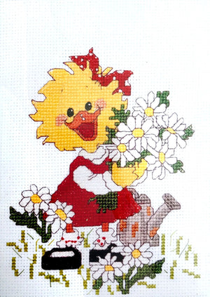 Suzy's Zoo Vintage Modèle PDF de point de croix compté Friends &amp; Flowers Suzy Ducken avec marguerites 1997 38-157