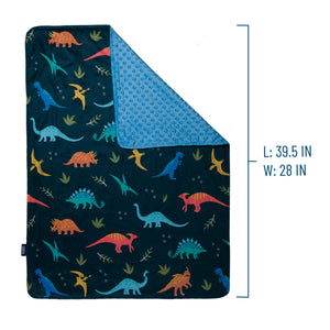 Couverture en peluche velours Minky pour berceau ou tout-petit à motif dinosaure bleu foncé