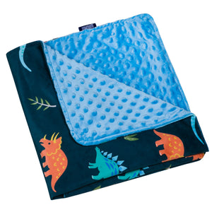 Couverture en peluche velours Minky pour berceau ou tout-petit à motif dinosaure bleu foncé