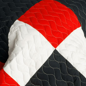 Red Navy Blue & White Patchwork Teen Bedding Boy Girl Full/Queen Modern Quilt Set Bedspread