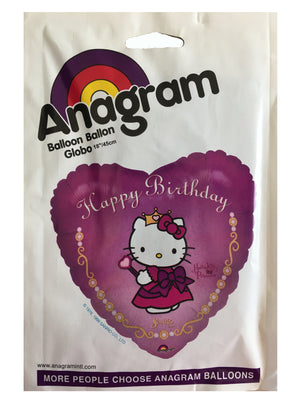 Hello Kitty Happy Birthday Princess Heart-Shaped 18" Purple Party Balloon
