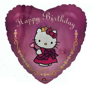 Hello Kitty Happy Birthday Princess Heart-Shaped 18" Purple Party Balloon
