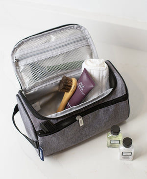 Neceser de tela de tweed gris