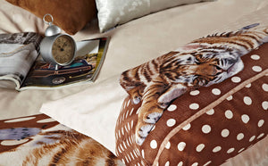 Little Baby Tiger Bedding Twin XL or Queen Duvet Cover Set Brown & Tan Designer Ensemble